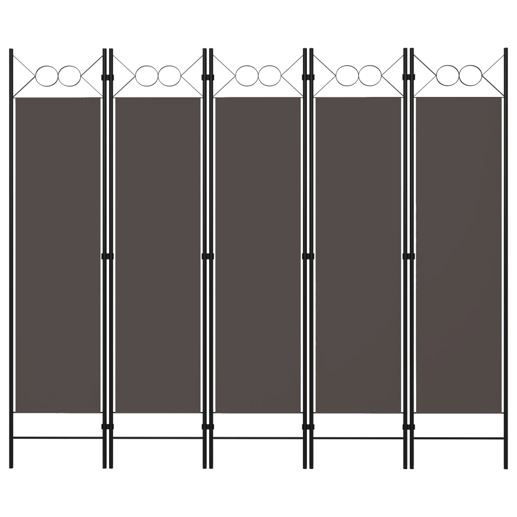 vidaXL 5-Panel Room Divider Anthracite 200x180 cm