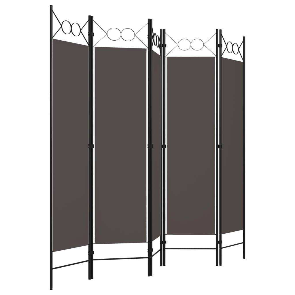 vidaXL 5-Panel Room Divider Anthracite 200x180 cm