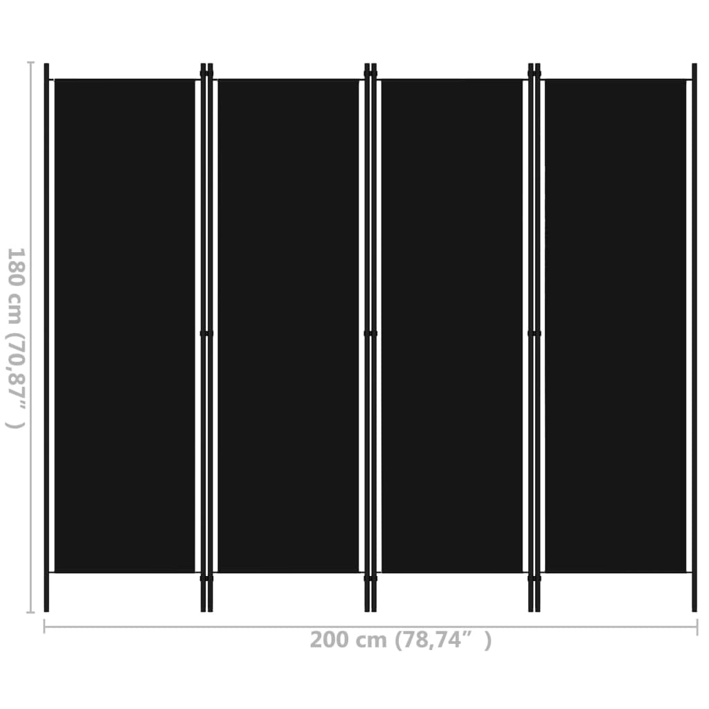 vidaXL 4-Panel Room Divider Anthracite 200x180 cm