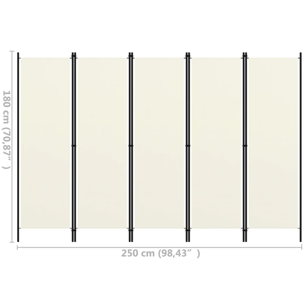 vidaXL 5-Panel Room Divider Anthracite 250x180 cm