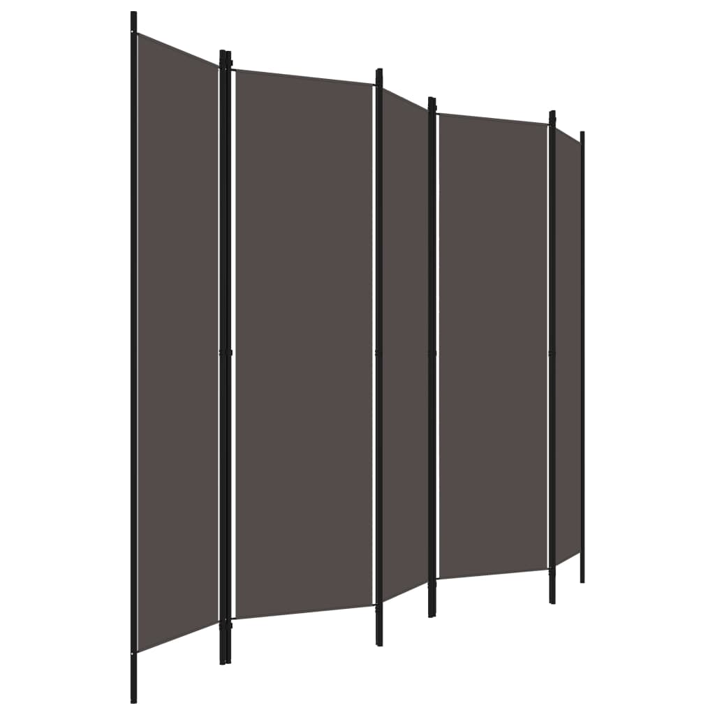 vidaXL 5-Panel Room Divider Anthracite 250x180 cm