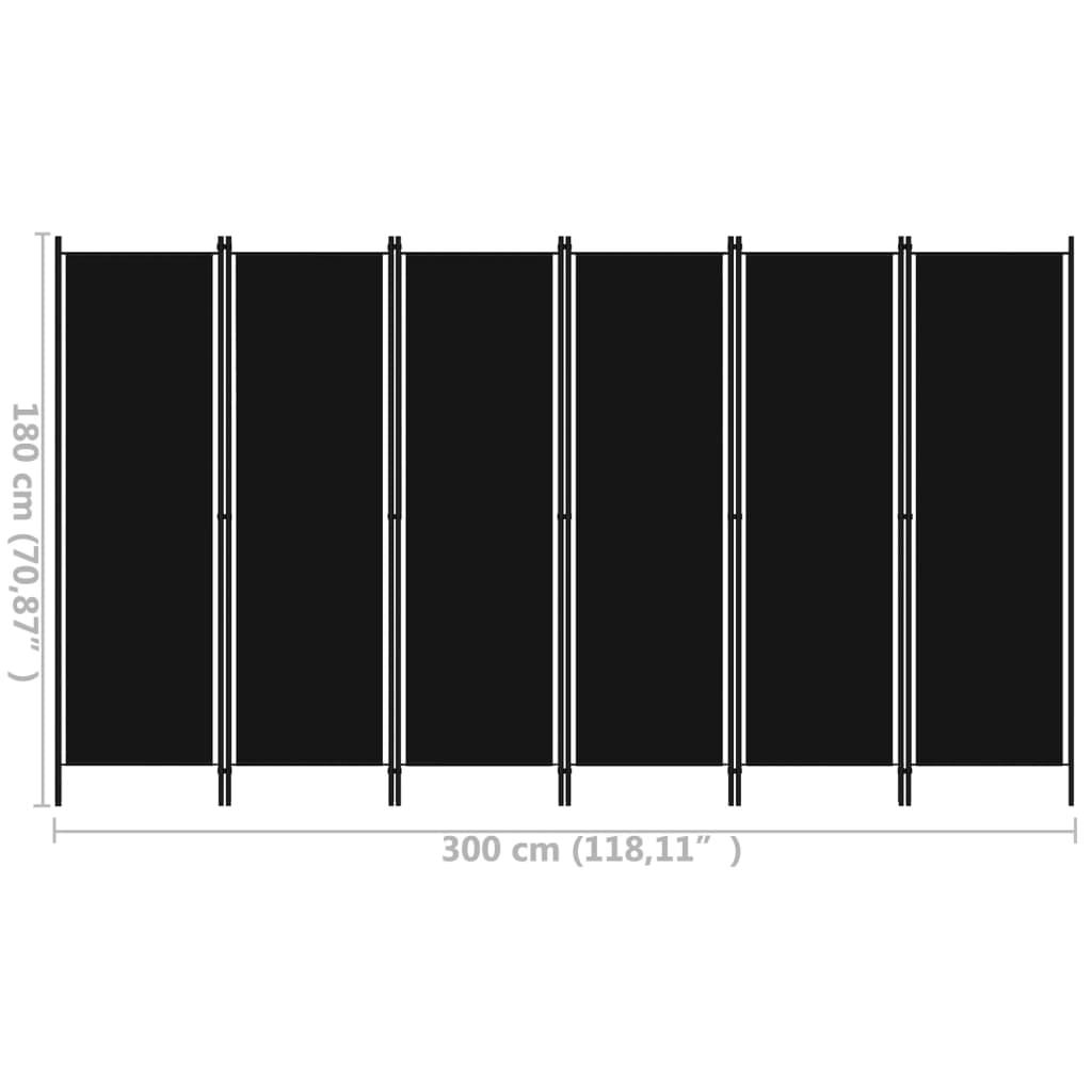 vidaXL 6-Panel Room Divider Anthracite 300x180 cm