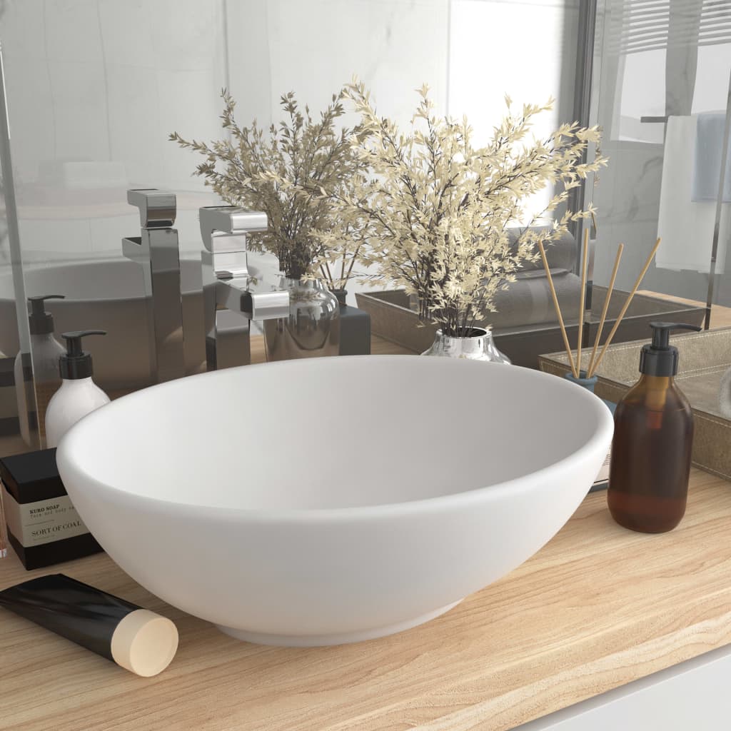 vidaXL Luxury Basin Oval-shaped Matt Black 40x33 cm Ceramic