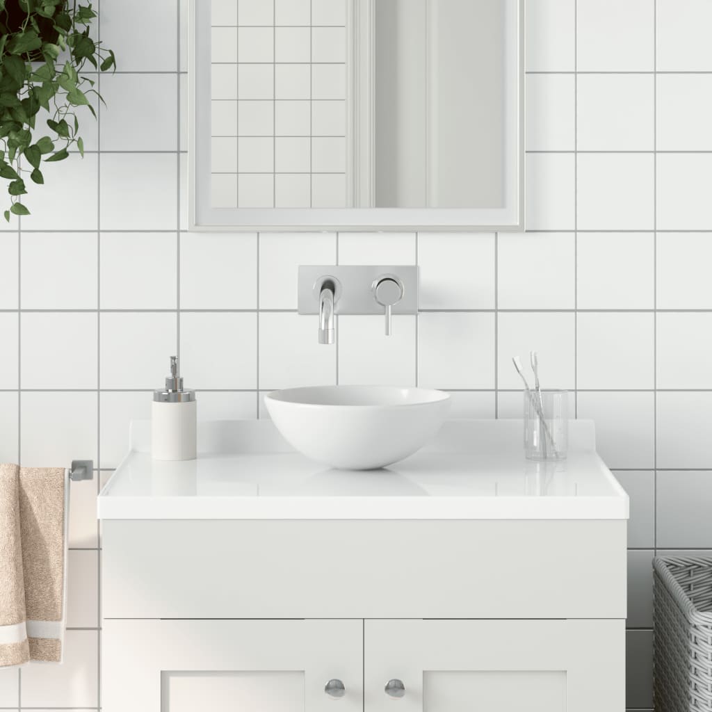 vidaXL Bathroom Sink Ceramic Matt Black Round