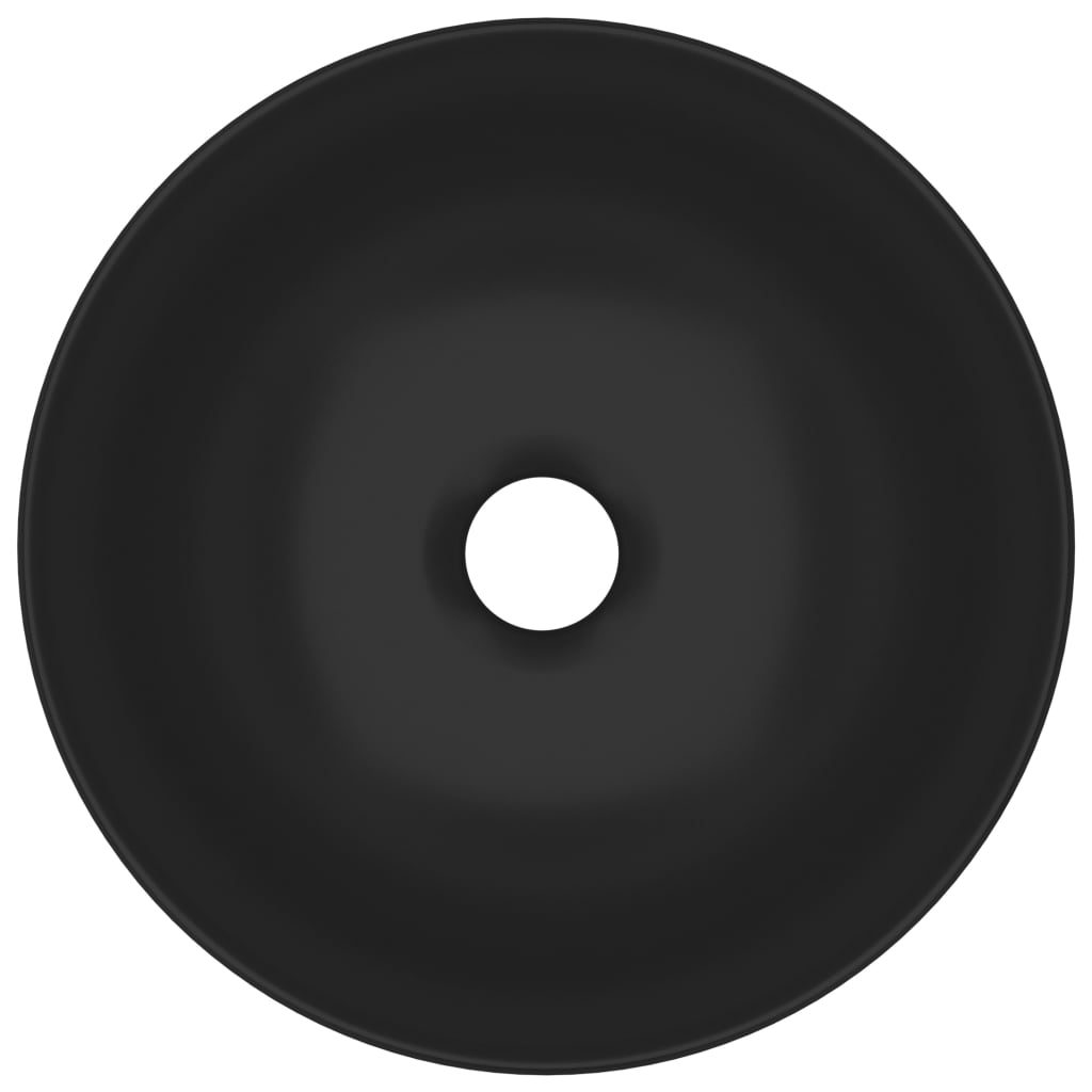 vidaXL Bathroom Sink Ceramic Matt Black Round