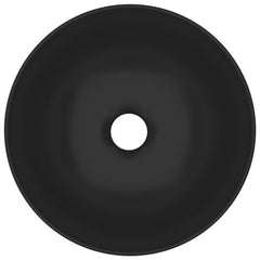 vidaXL Bathroom Sink Ceramic Matt Black Round