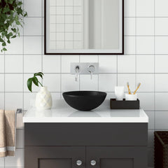 vidaXL Bathroom Sink Ceramic Matt Black Round