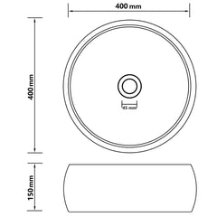 vidaXL Luxury Wash Basin Round Matt White 40x15 cm Ceramic