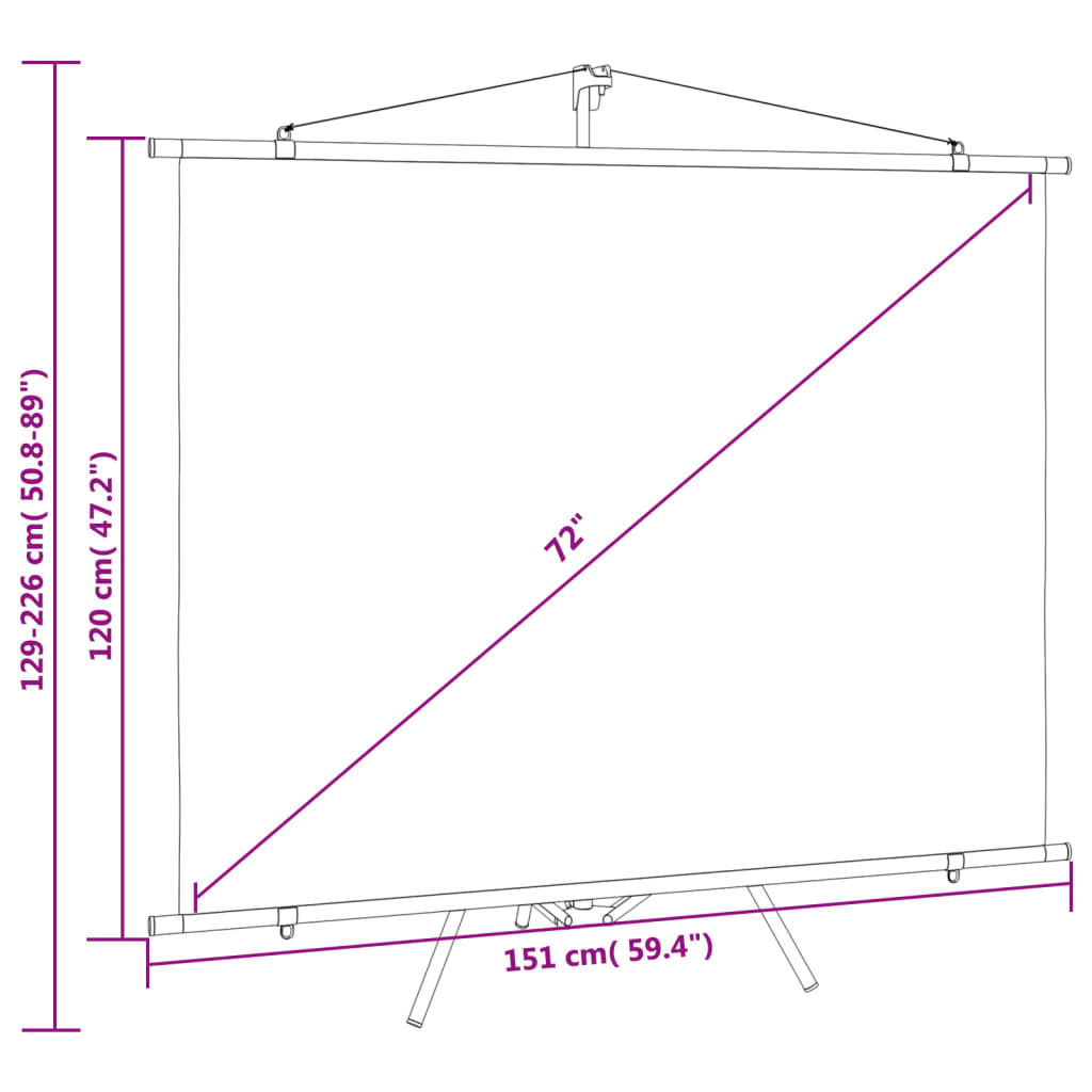 vidaXL Projection Screen with Tripod 90" 16:9