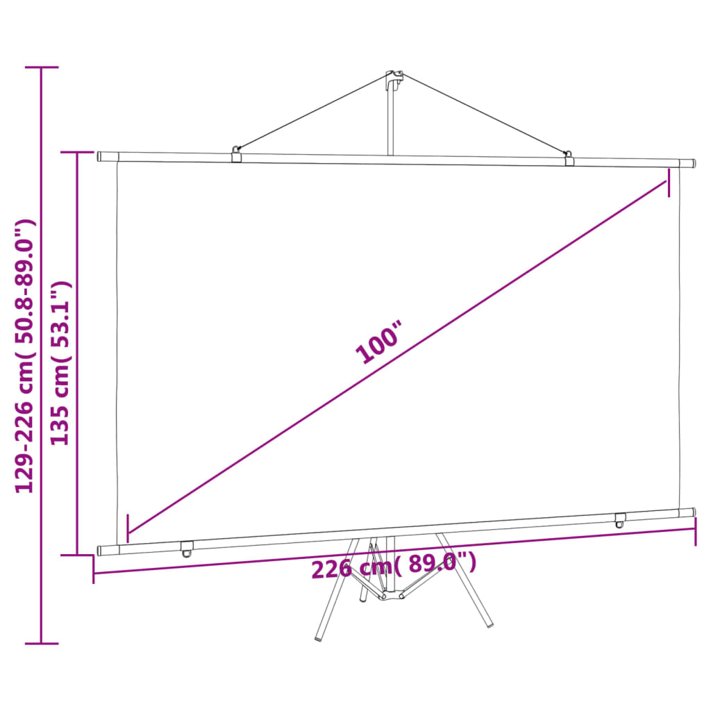 vidaXL Projection Screen with Tripod 90" 16:9