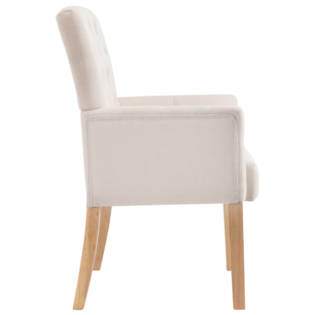 vidaXL Dining Chair with Armrests Beige Fabric