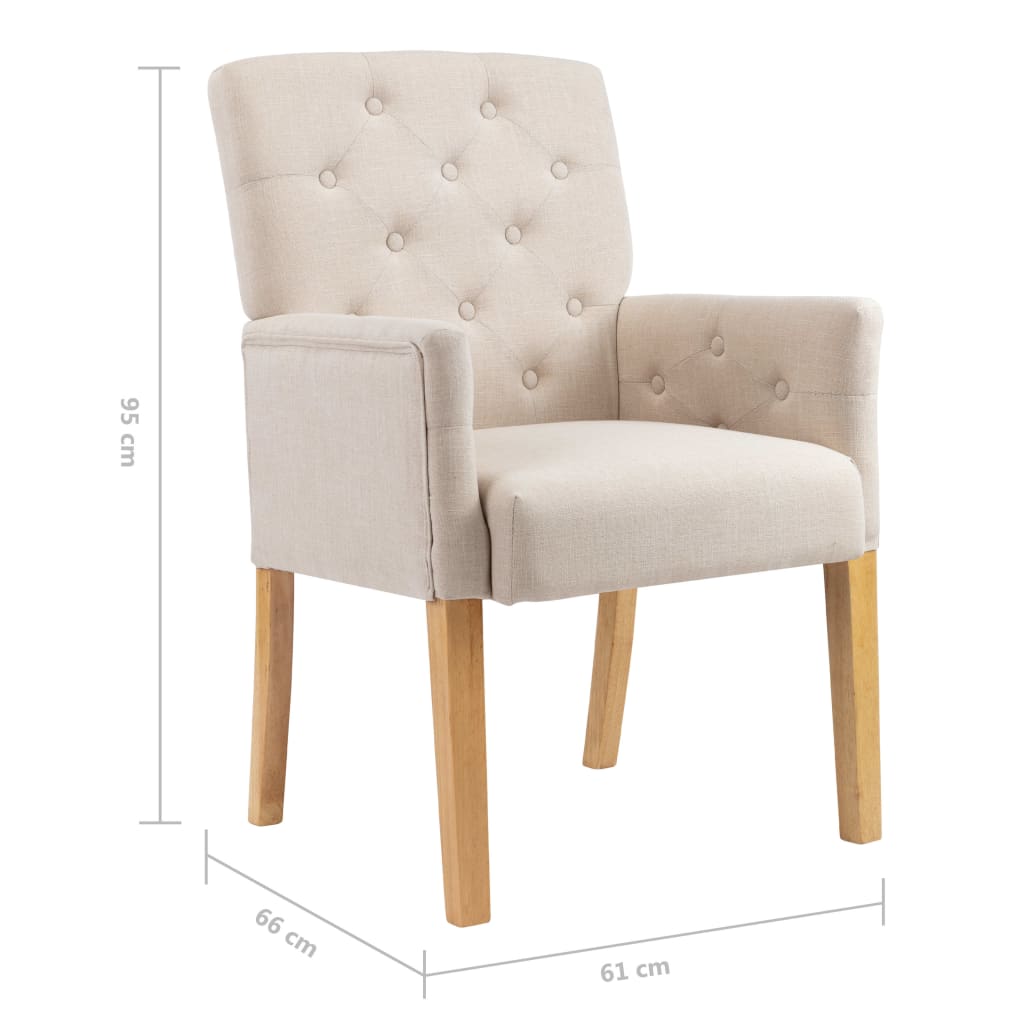 vidaXL Dining Chair with Armrests Beige Fabric