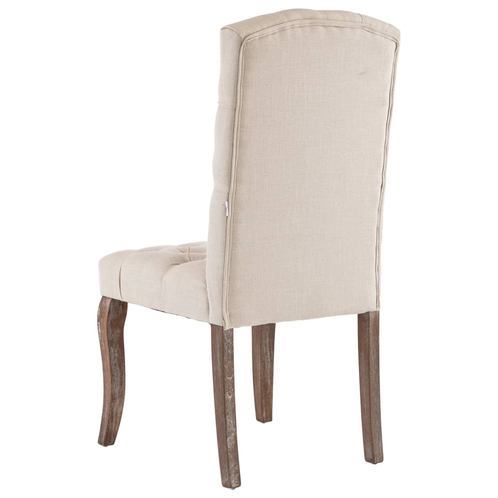 vidaXL Dining Chairs 2 pcs Beige Linen-Look Fabric