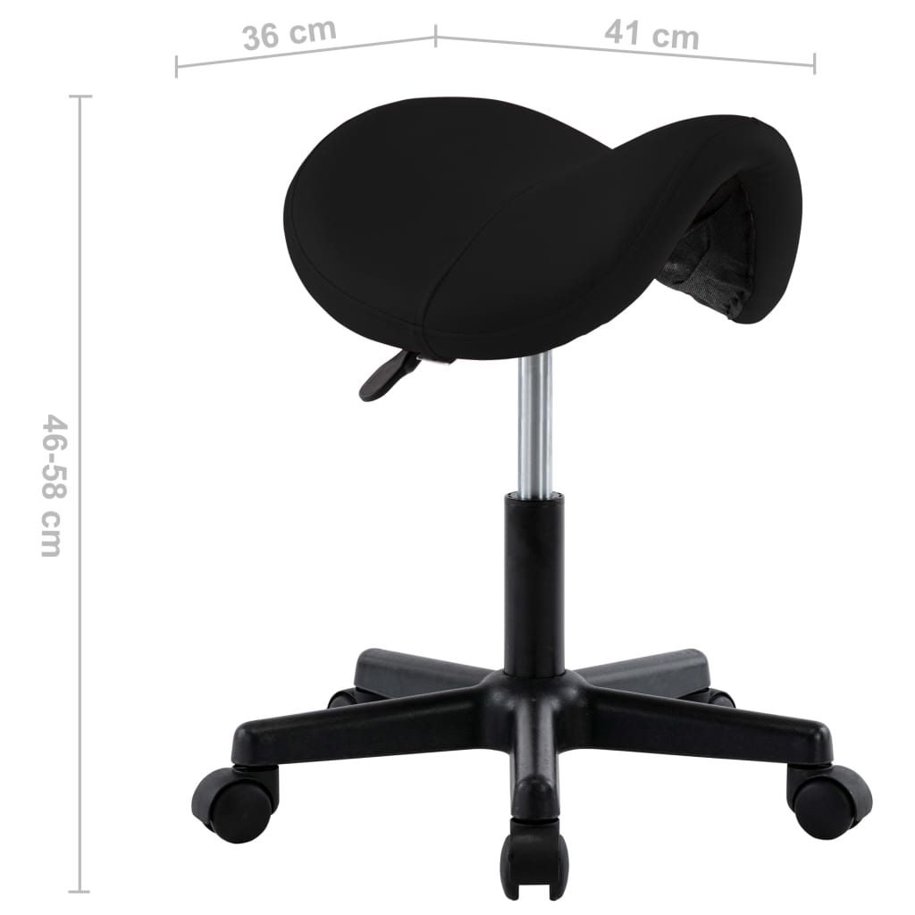 vidaXL Work Stool Black Faux Leather