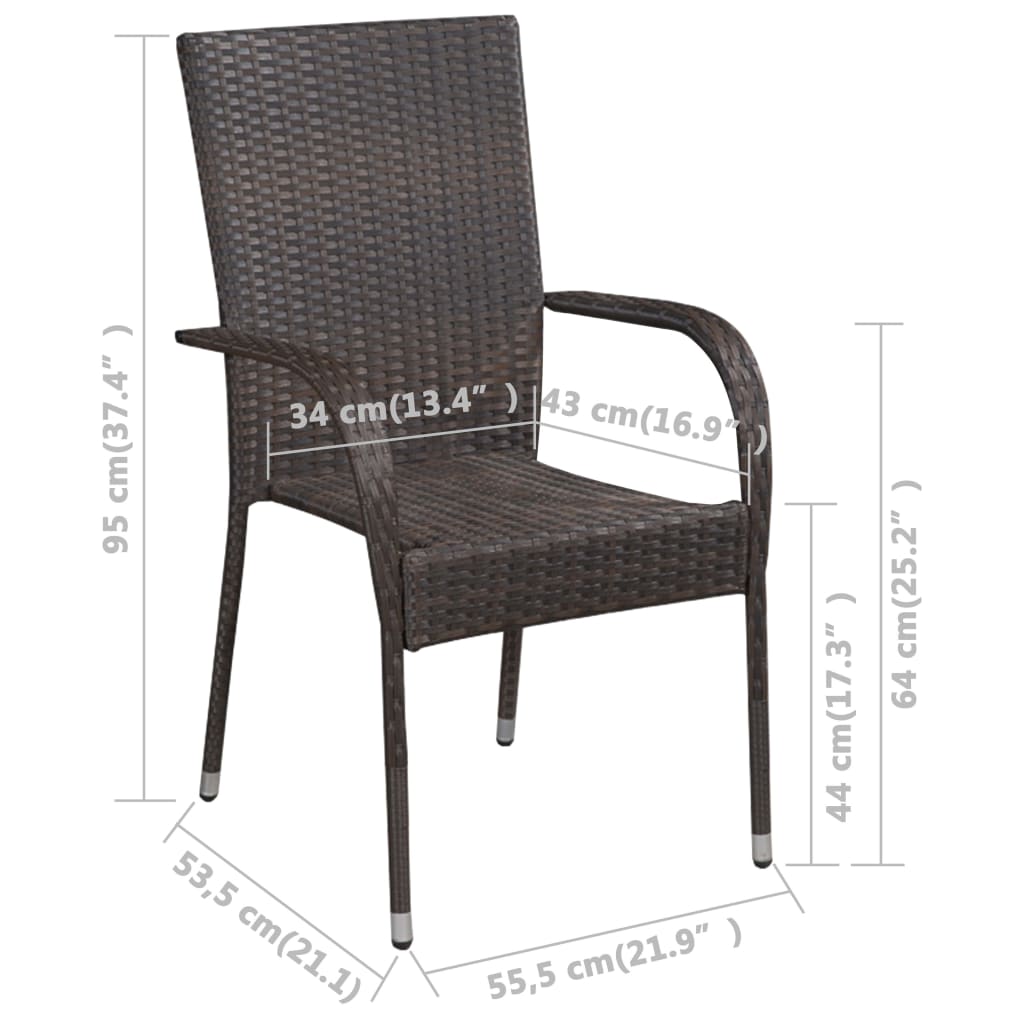 vidaXL Stackable Outdoor Chairs 6 pcs Poly Rattan Black