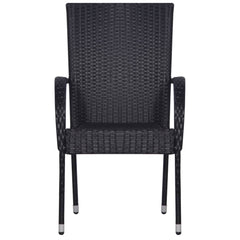 vidaXL Stackable Outdoor Chairs 6 pcs Poly Rattan Black