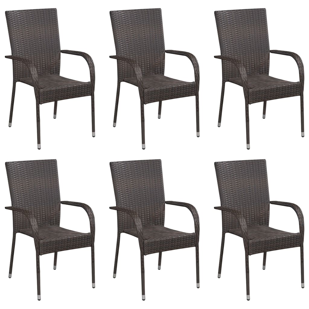 vidaXL Stackable Outdoor Chairs 6 pcs Poly Rattan Black