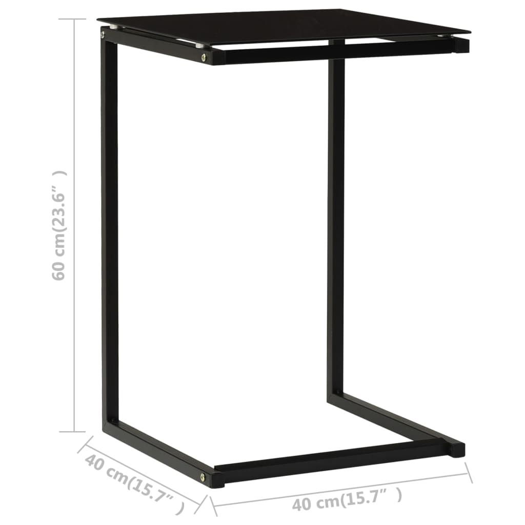 vidaXL Side Table Black 40x40x60 cm Tempered Glass