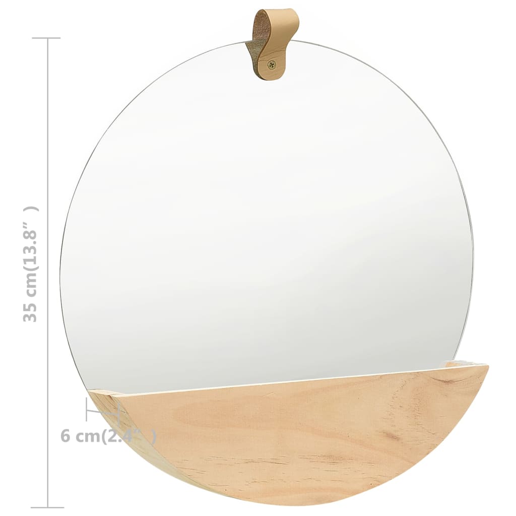 vidaXL Wall Mirror Solid Pinewood 35 cm