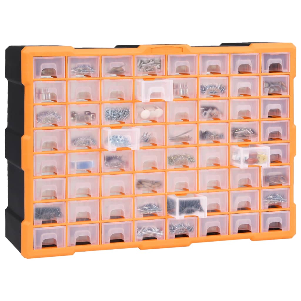 vidaXL Multi-drawer Organiser with 64 Drawers 52x16x37.5 cm