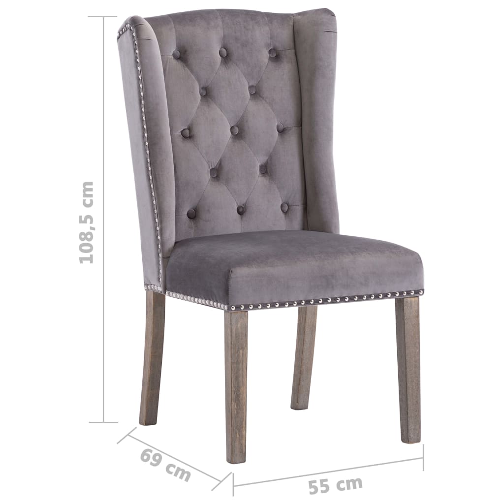 vidaXL Dining Chairs 2 pcs Grey Velvet