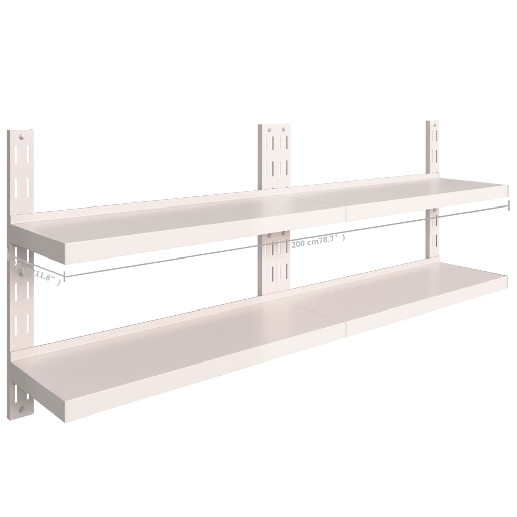 vidaXL 2-Tier Floating Wall Shelves 2 pcs Stainless Steel 200x30 cm