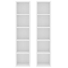 vidaXL CD Cabinets 2 pcs White 21x16x93.5 cm Engineered Wood