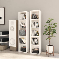 vidaXL CD Cabinets 2 pcs White 21x16x93.5 cm Engineered Wood