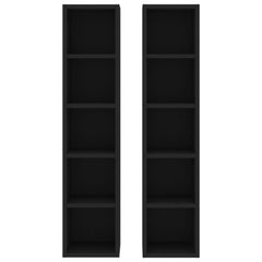 vidaXL CD Cabinets 2 pcs Black 21x16x93.5 cm Engineered Wood