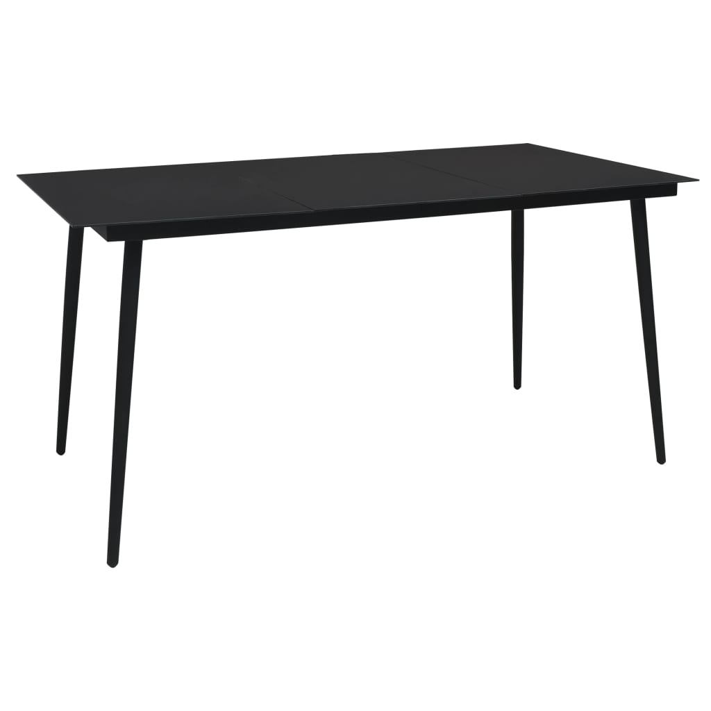 vidaXL Garden Dining Table Black 80x80x74 cm Steel and Glass