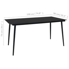 vidaXL Garden Dining Table Black 80x80x74 cm Steel and Glass