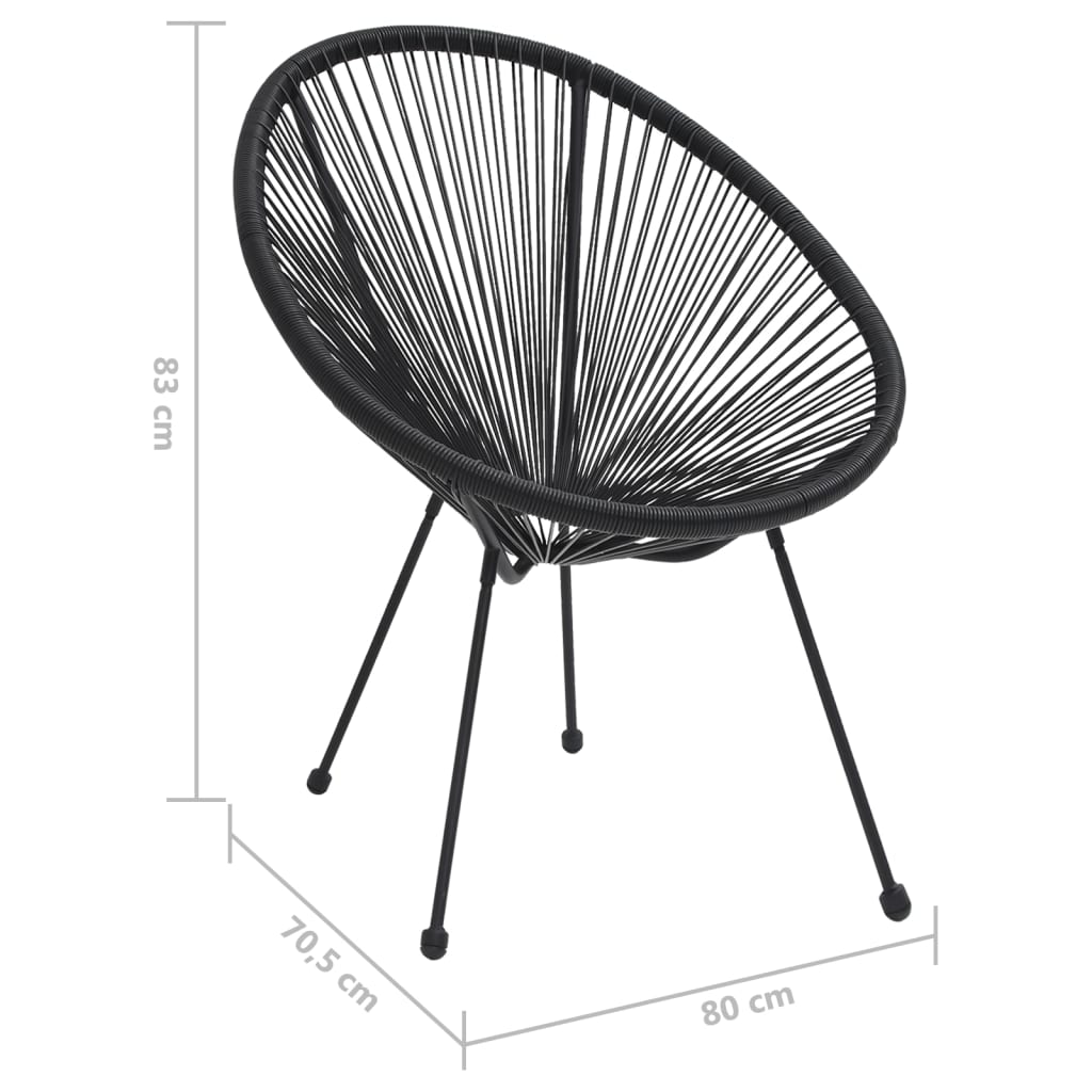 vidaXL 3 Piece Outdoor Dining Set PVC Rattan Black