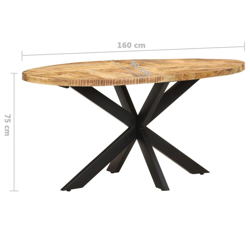 vidaXL Dining Table Round 100x100x75 cm Rough Mango Wood