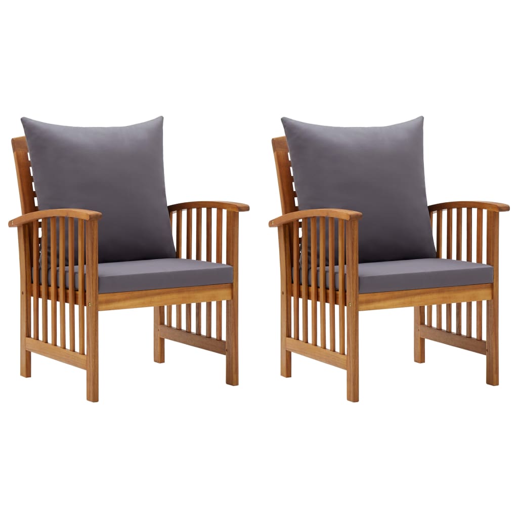 vidaXL Garden Chairs with Cushions 2 pcs Solid Acacia Wood