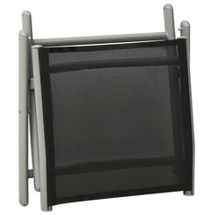 vidaXL Folding Footrest Black and Silver Textilene and Aluminium