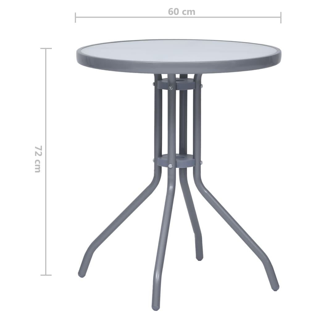 vidaXL Garden Table Light Grey 60 cm Steel and Glass