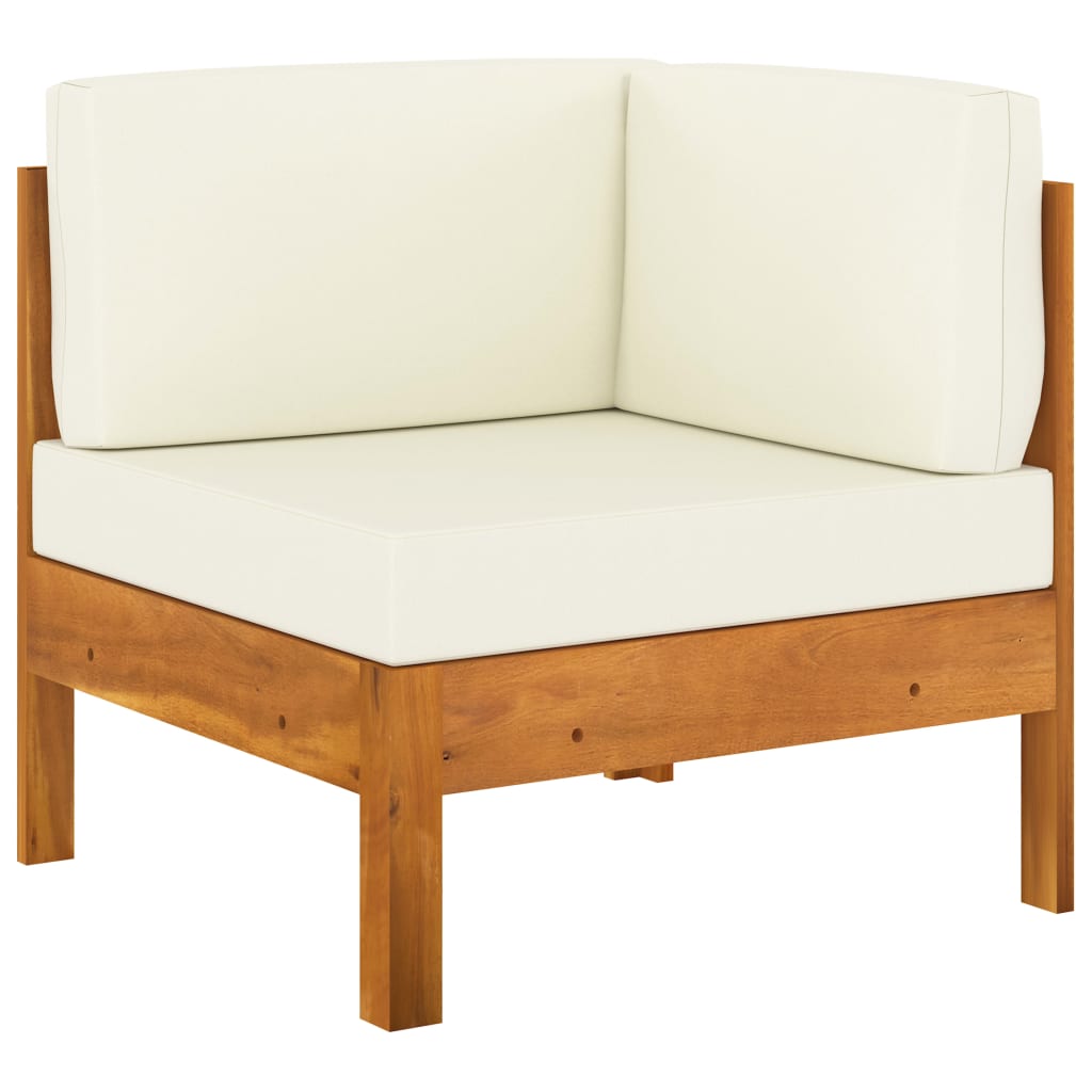 Corner Sofa with Dark Grey Cushions Solid Acacia Wood