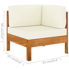 vidaXL Corner Sofa with Dark Grey Cushions Solid Acacia Wood