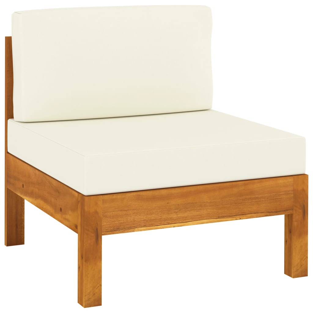 Middle Sofa with Dark Grey Cushions Solid Acacia Wood
