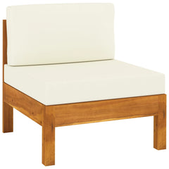 Middle Sofa with  White Cushions Solid Acacia Wood