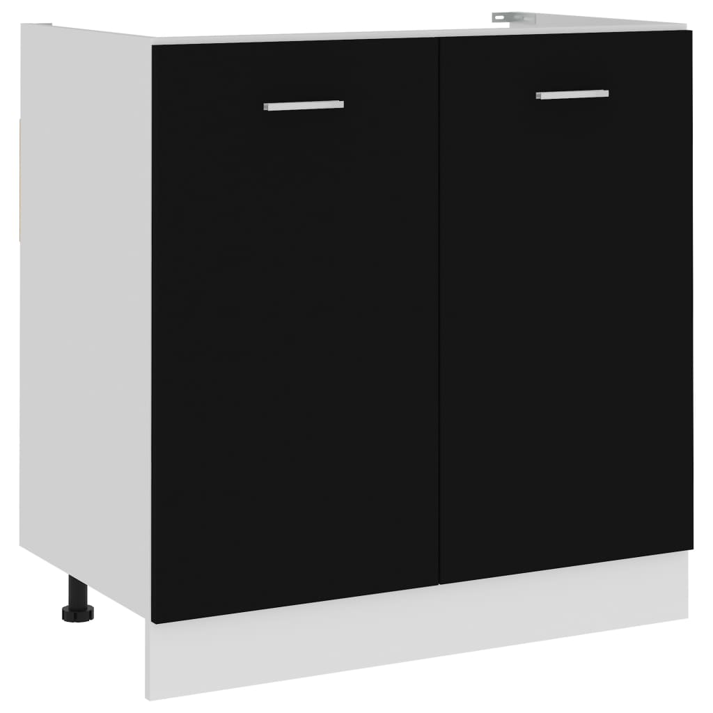vidaXL Sink Bottom Cabinet Lyon Black 80x46x81.5 cm Engineered Wood