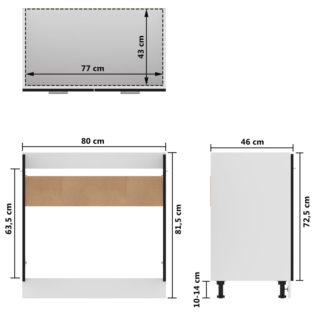 vidaXL Sink Bottom Cabinet Black 80x46x81.5 cm Engineered Wood