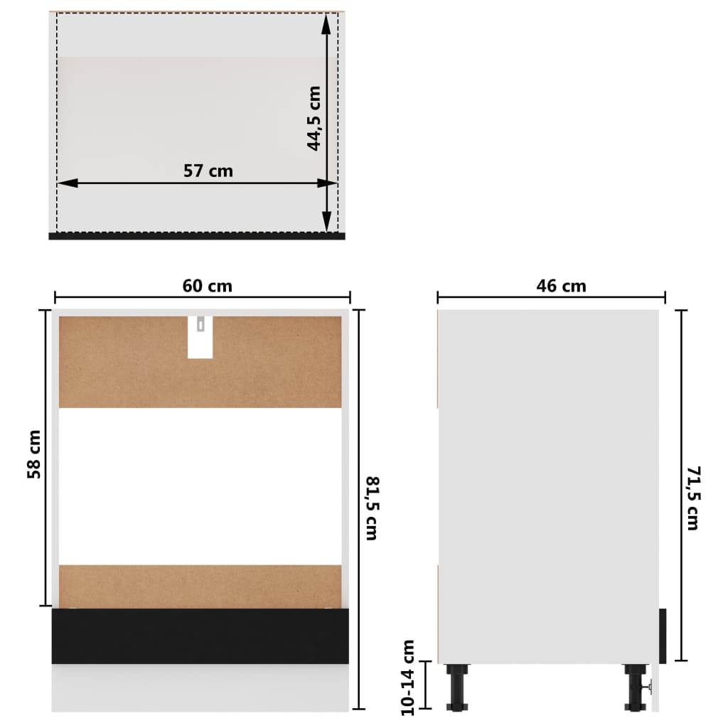 vidaXL Oven Cabinet Riga Black 60x46x81.5 cm Engineered Wood