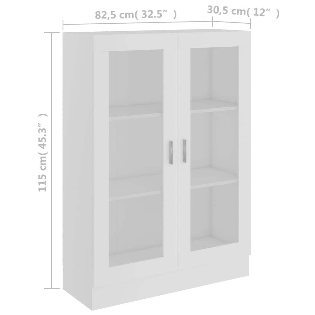 vidaXL Vitrine Cabinet Black 82.5x30.5x115 cm Engineered Wood