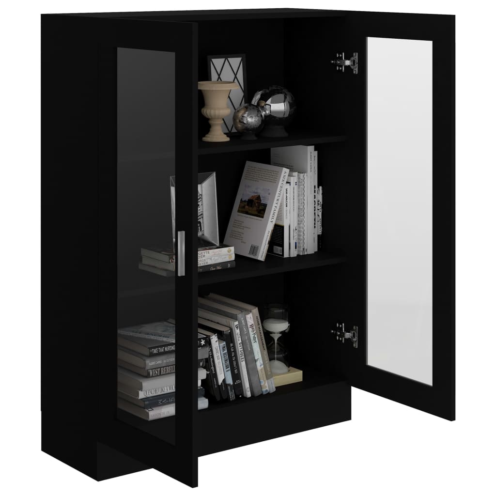 vidaXL Vitrine Cabinet Black 82.5x30.5x115 cm Engineered Wood