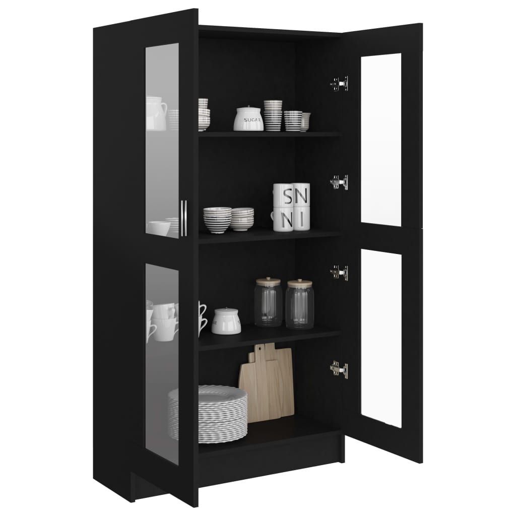 vidaXL Vitrine Cabinet Black 82.5x30.5x150 cm Engineered Wood