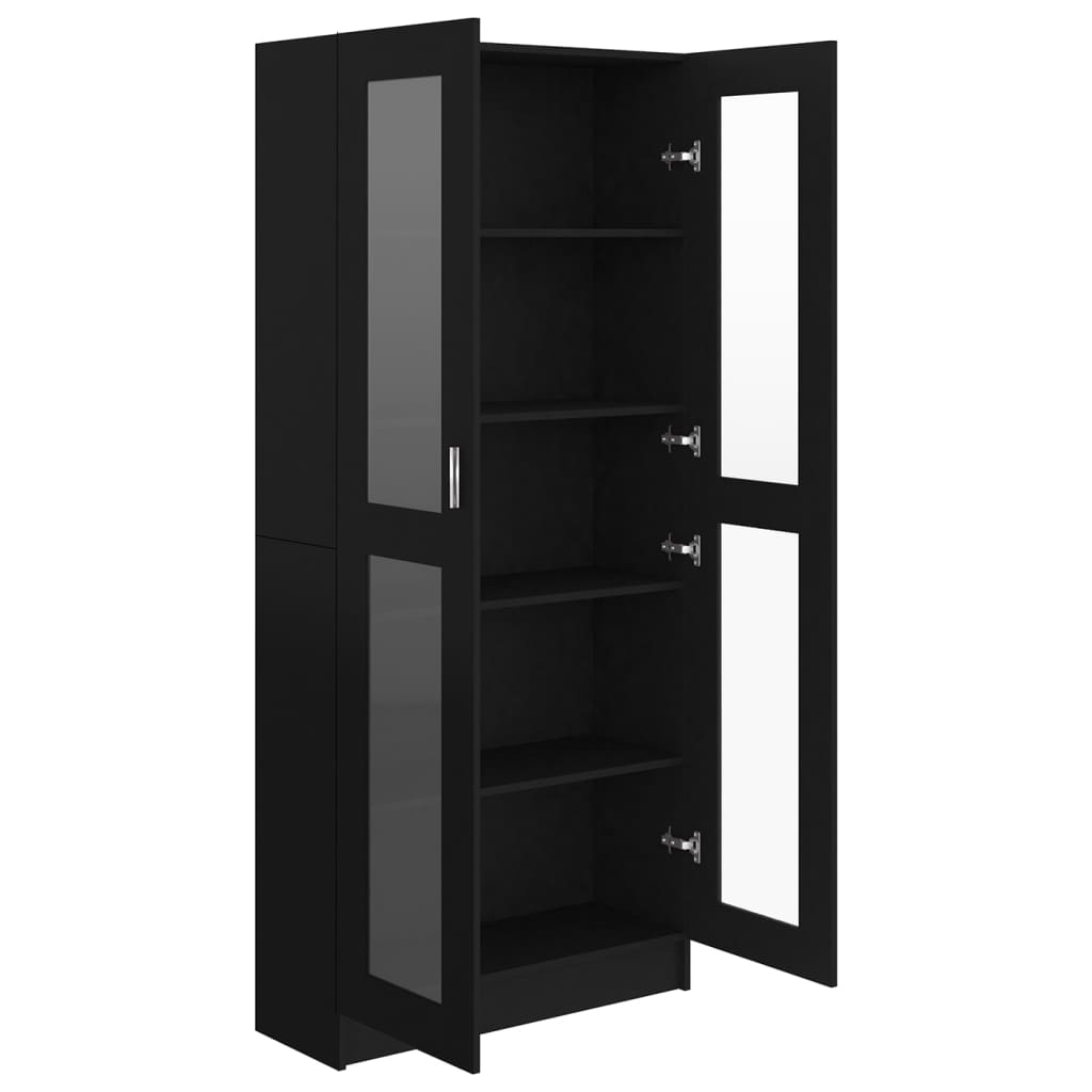 vidaXL Vitrine Cabinet Black 82.5x30.5x185.5 cm Engineered Wood