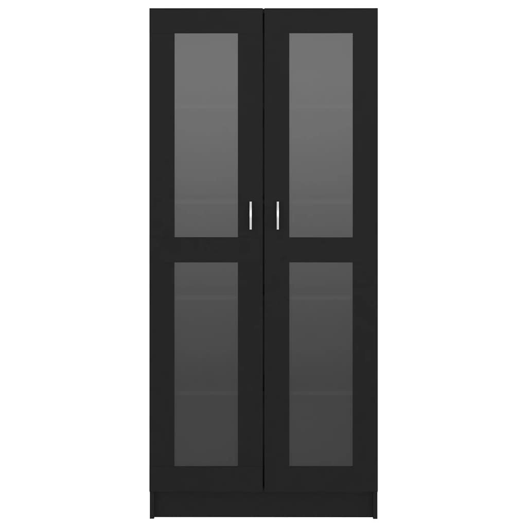 vidaXL Vitrine Cabinet Black 82.5x30.5x185.5 cm Engineered Wood