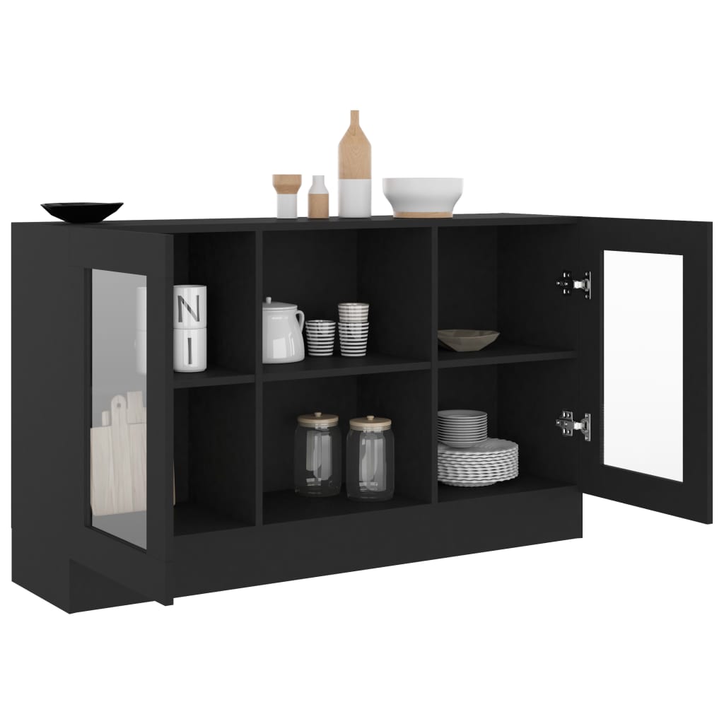 vidaXL Vitrine Cabinet Black 120x30.5x70 cm Engineered Wood