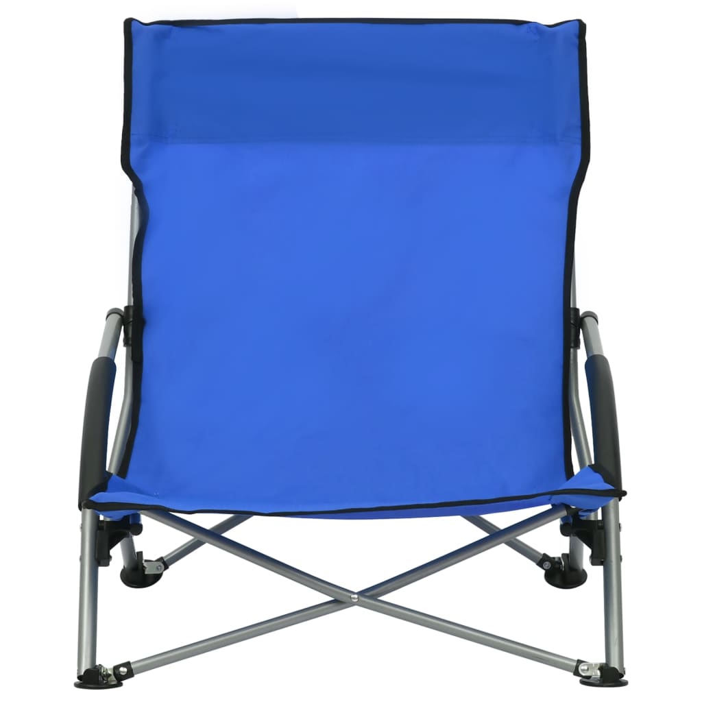 vidaXL Folding Beach Chairs 2 pcs Black Fabric